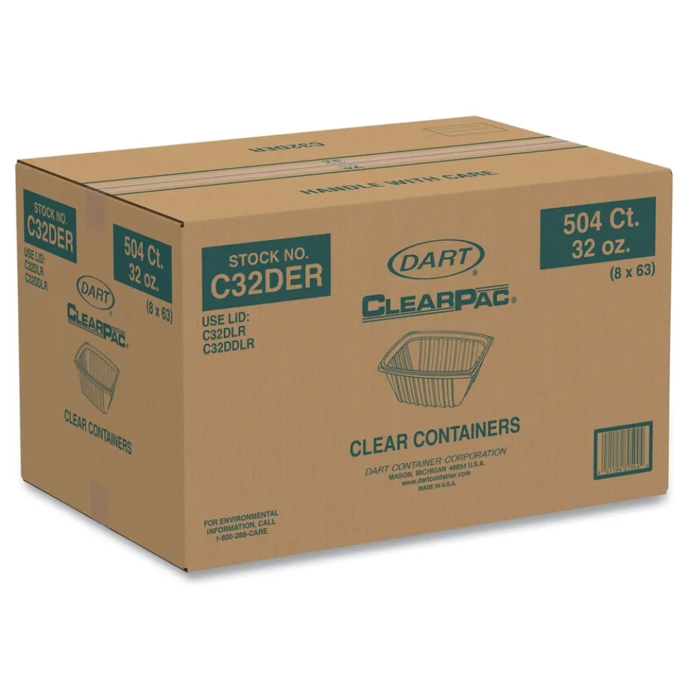 Dart 9.4 in. x 6.8 in. x 2.1 in. 32 oz. ClearPac Plastic Containers (504/Carton)