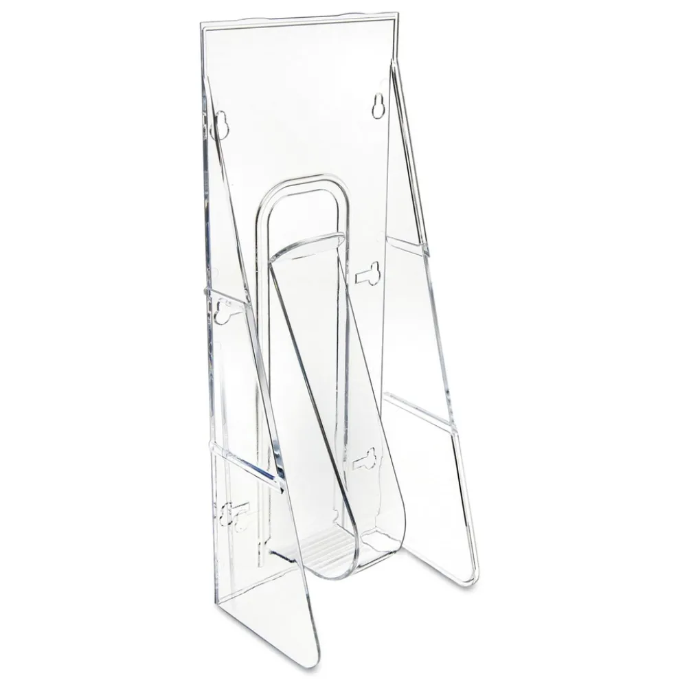Deflecto Stand-Tall Wall-Mount 4.56 in. x 3.25 in. x 11.88 in. Leaflet Literature Rack - Clear