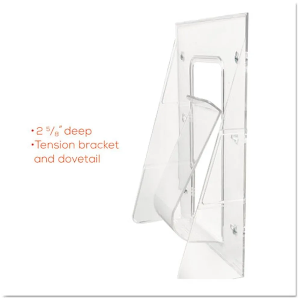 Deflecto Stand-Tall Wall-Mount 4.56 in. x 3.25 in. x 11.88 in. Leaflet Literature Rack - Clear