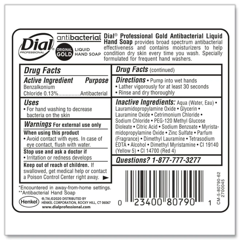 Dial Professional 16 oz. Antibacterial Liquid Hand Soap - Gold (12/Carton)