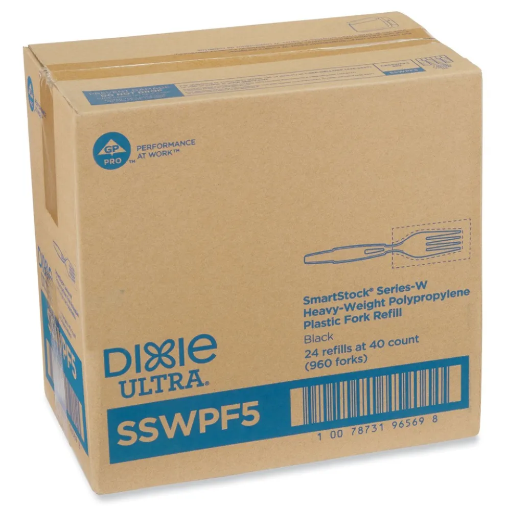 Dixie SmartStock Wrapped Heavyweight Cutlery Forks Refill - Black (960/Carton)