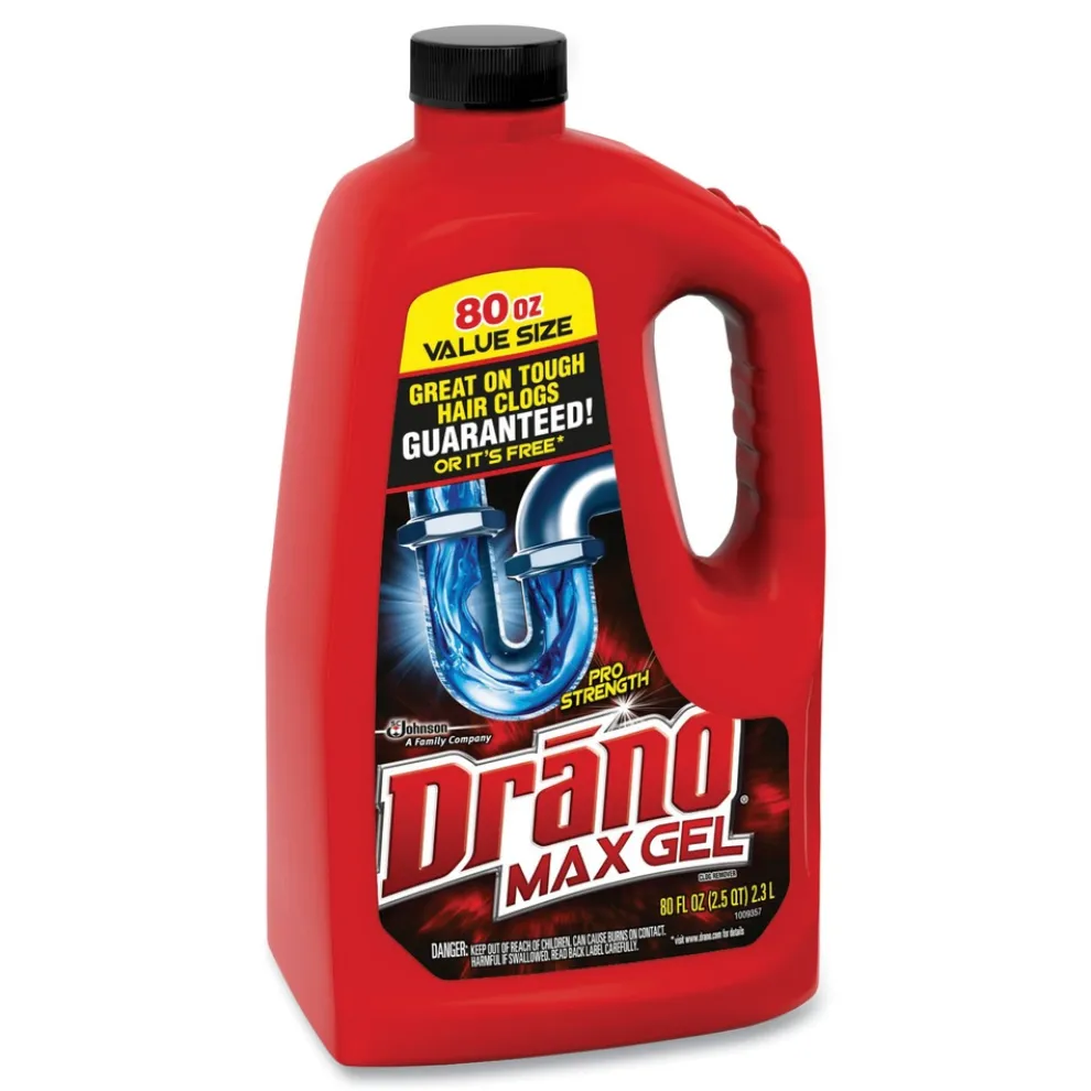 Drano 80 oz. Bottle Max Gel Clog Remover - Bleach Scent (6/Carton)
