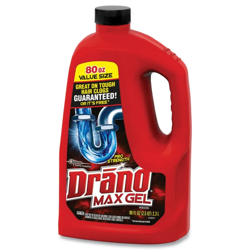 Drano 80 oz. Bottle Max Gel Clog Remover - Bleach Scent (6/Carton)