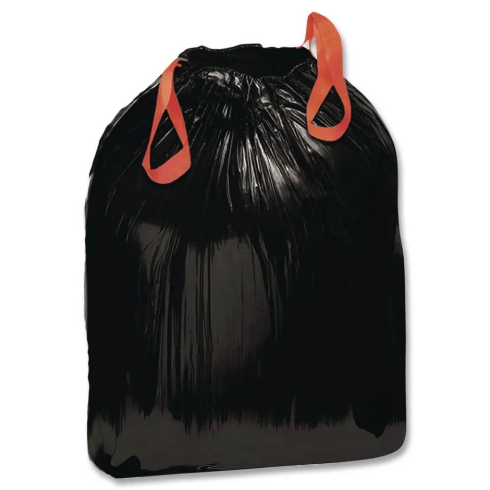 Draw 'n Tie 30.5 in. x 33 in. 30 Gallon 1.2 mil Heavy-Duty Trash Bags - Black (200/Box)