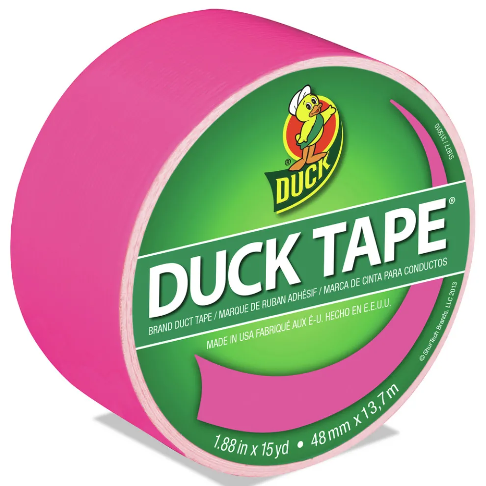 Duck 1.88 in. x 15 yards 3 in. Core Colored Duct Tape - Neon Pink (1-Roll)