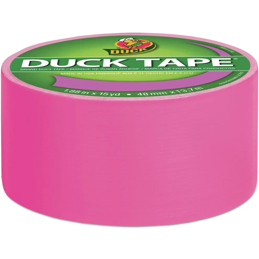 Duck 1.88 in. x 15 yards 3 in. Core Colored Duct Tape - Neon Pink (1-Roll)