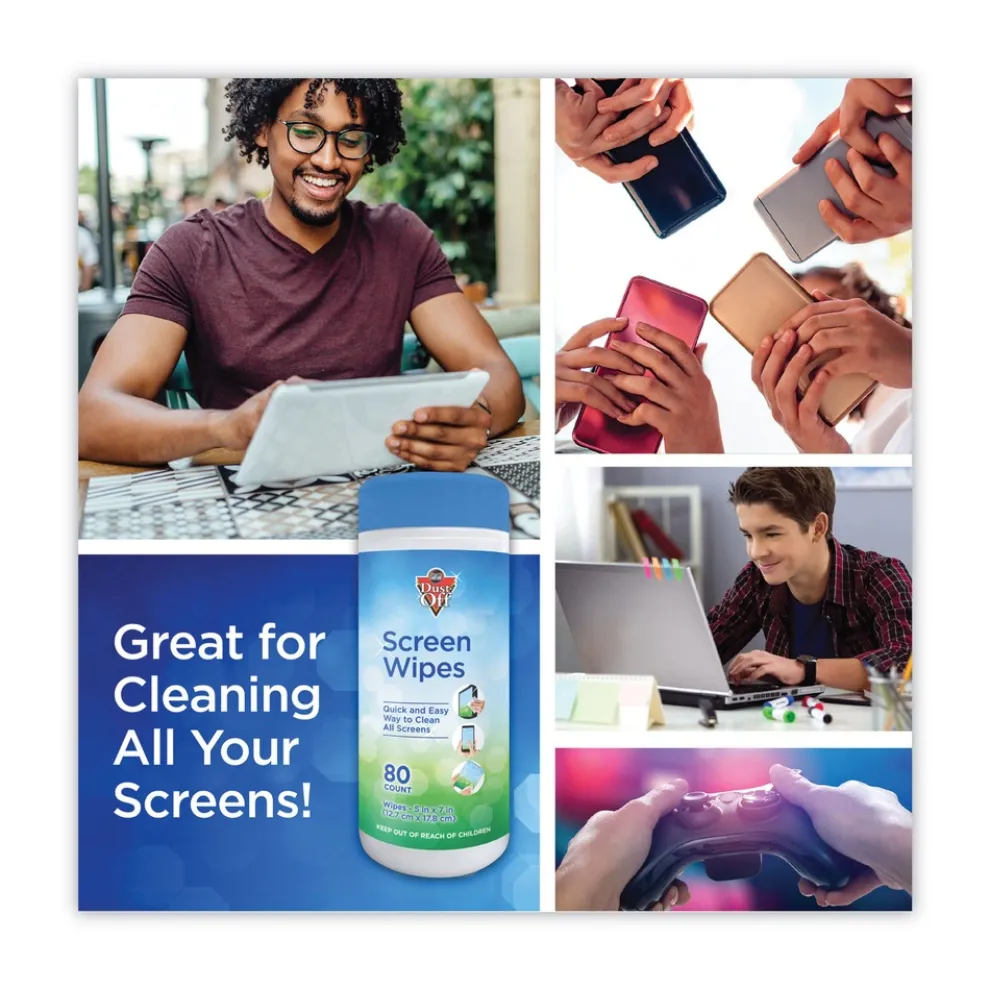 Dust-Off 5 in. x 7 in. Cloth Premoistened Monitor Cleaning Wipes - White