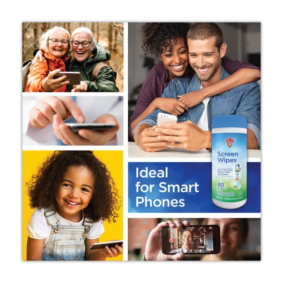 Dust-Off 5 in. x 7 in. Cloth Premoistened Monitor Cleaning Wipes - White