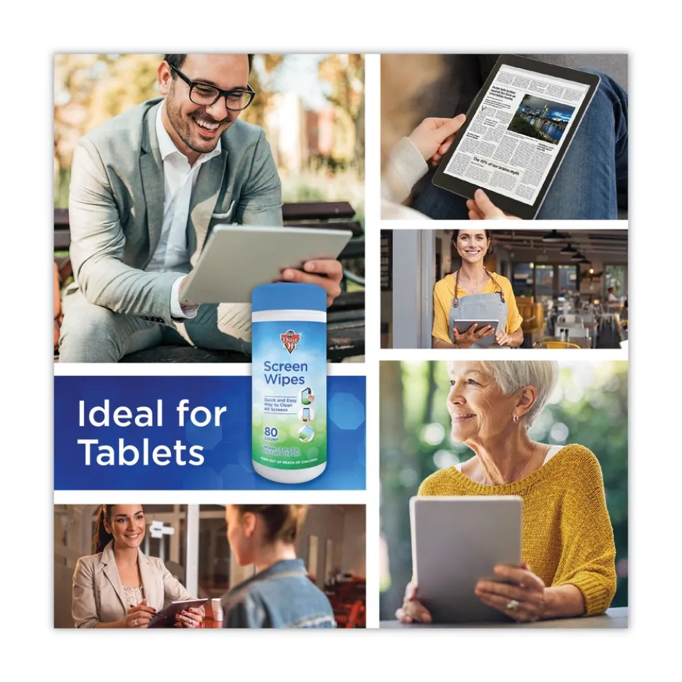 Dust-Off 5 in. x 7 in. Cloth Premoistened Monitor Cleaning Wipes - White