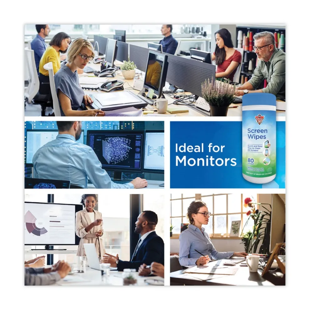 Dust-Off 5 in. x 7 in. Cloth Premoistened Monitor Cleaning Wipes - White