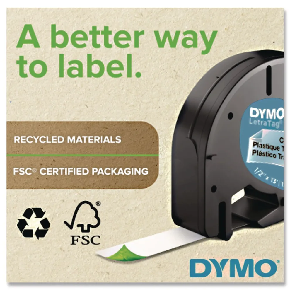 DYMO LetraTag 0.5 in. x 13 ft. Plastic Label Tape Cassette - Clear