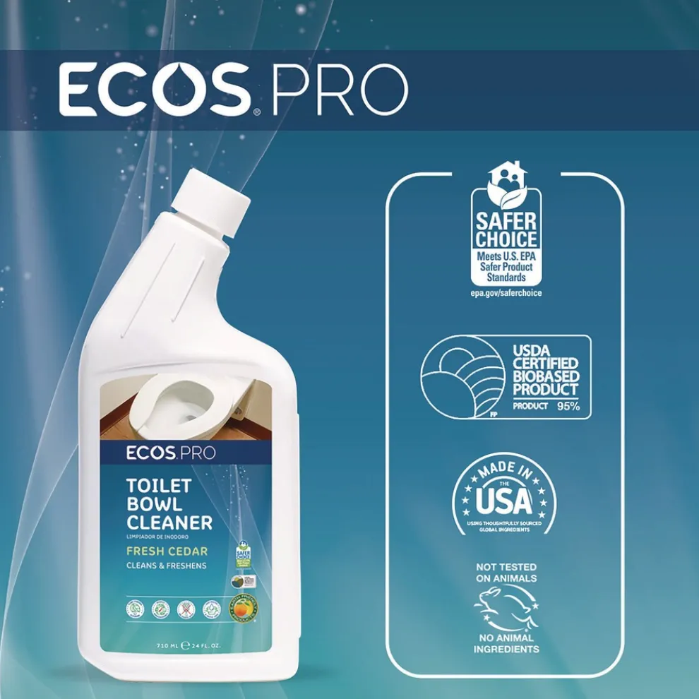 ECOS PRO 24 oz Toilet Bowl Cleaner Squeeze Bottle - Fresh Cedar Scent (6/Carton)