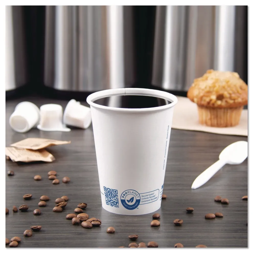 SOLO Recycled Content PCF Paper Hot Cups ProPlanet Seal 12 oz White/Blue (1000/Carton)