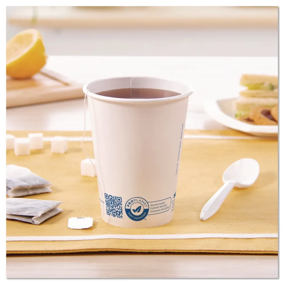 SOLO Recycled Content PCF Paper Hot Cups ProPlanet Seal 12 oz White/Blue (1000/Carton)
