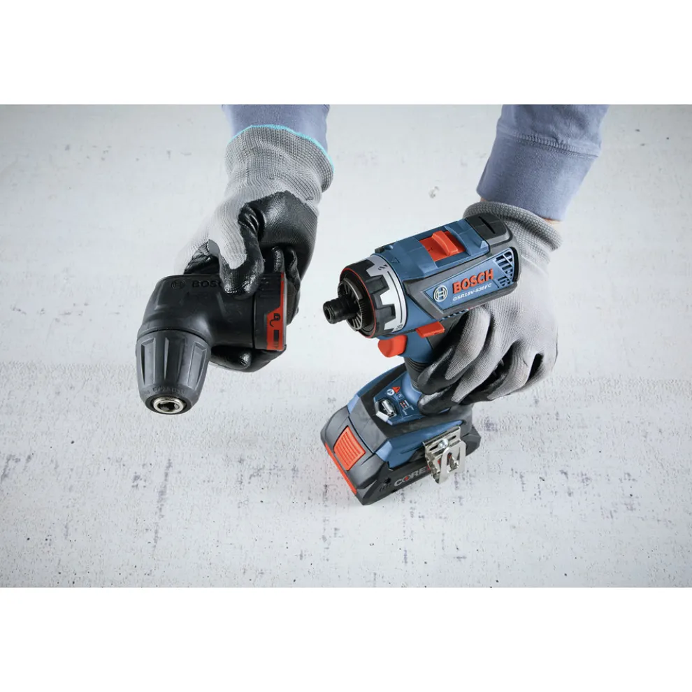 Factory Reconditioned Bosch 18V Lithium-Ion Brushless Cordless Drill Driver Kit with 5-In-1 Flexiclick System (4 Ah)