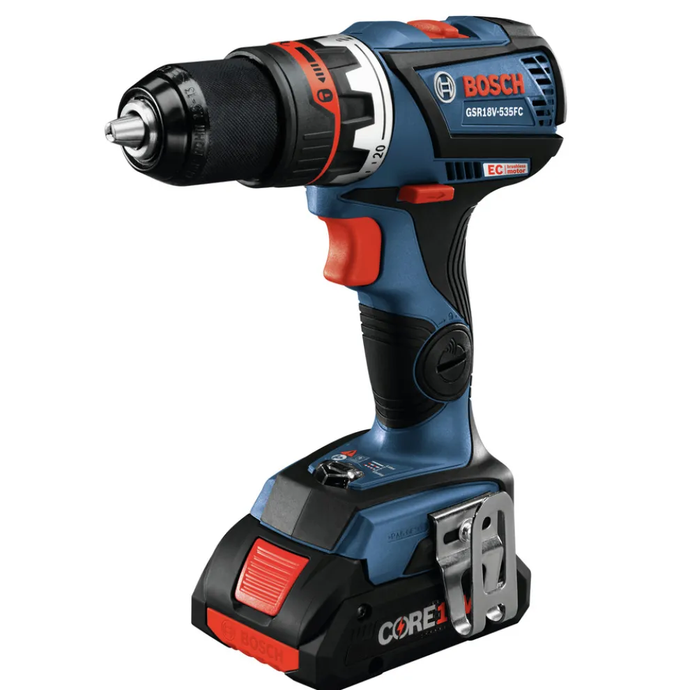 Factory Reconditioned Bosch 18V Lithium-Ion Brushless Cordless Drill Driver Kit with 5-In-1 Flexiclick System (4 Ah)