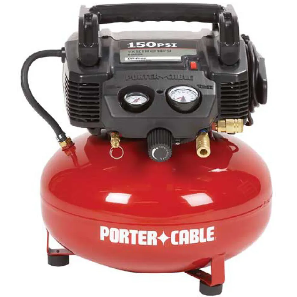 Factory Reconditioned Porter-Cable 0.8 HP 6 Gallon Oil-Free Pancake Air Compressor