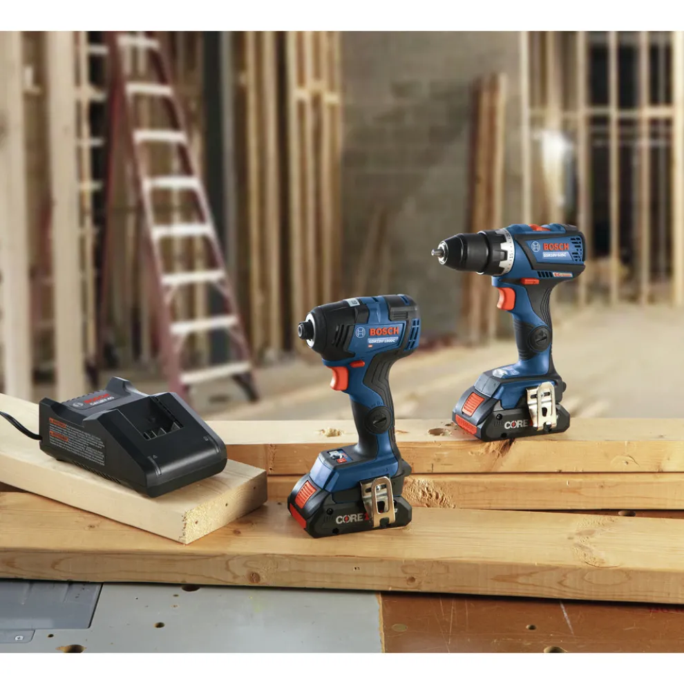 Factory Reconditioned Bosch 18V Compact Tough Connected-Ready EC Brushless Lithium-Ion 1/2 in. Cordless Drill Driver / 1/4 in. Hex Impact Driver Combo Kit with 2 Batteries (4 Ah)