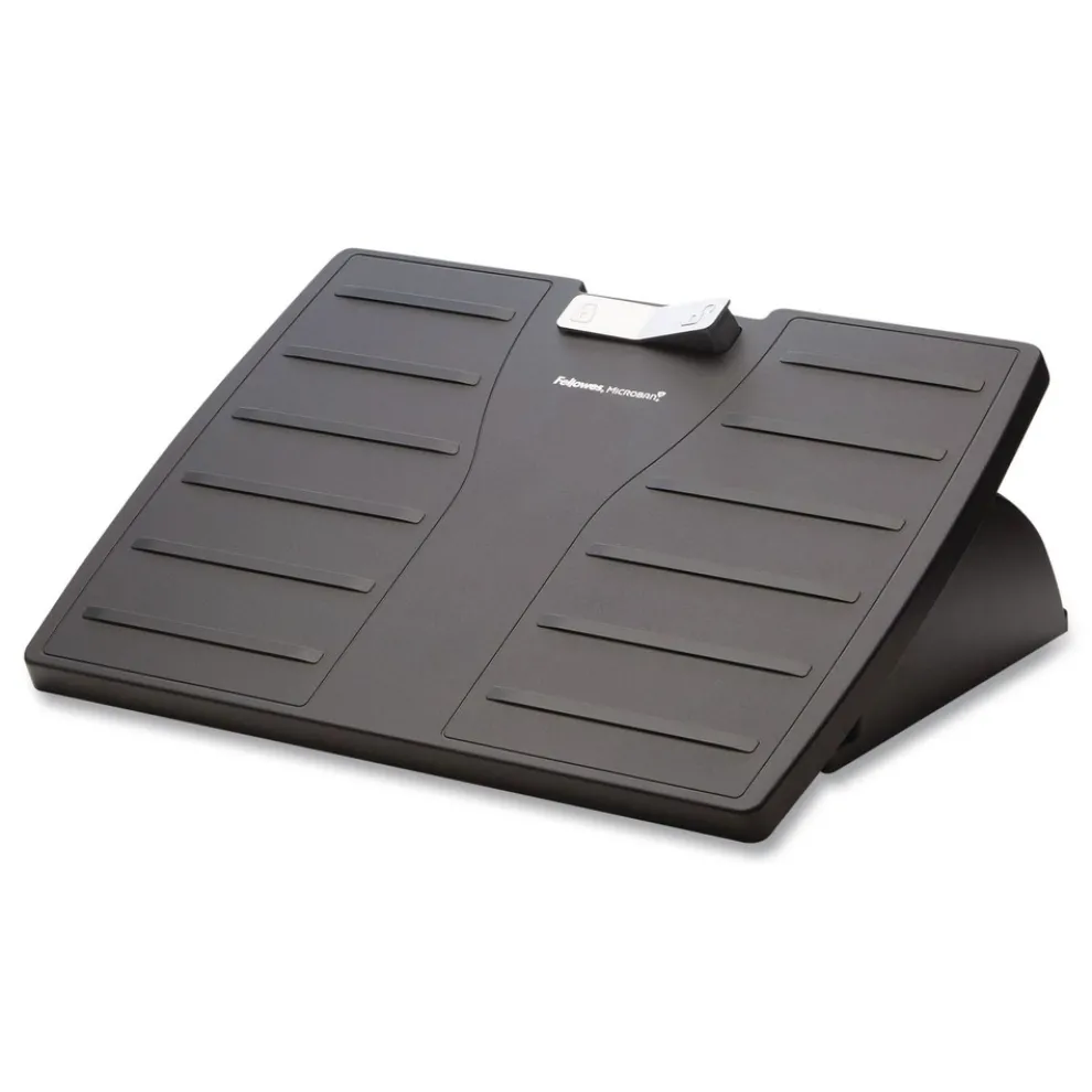 Fellowes Mfg Co. 17.5 in. W x 13.13 in. D x 4.13 in. to 5.63 in. H Adjustable Locking Footrest with Microban - Black/Silver