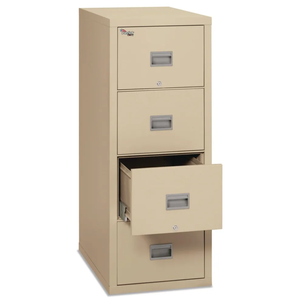 FireKing Patriot 4 Letter-Size File Drawers 1-Hour Fire Protection 17.75 in. x 31.63 in. x 52.75 in. Insulated Fire File - Parchment