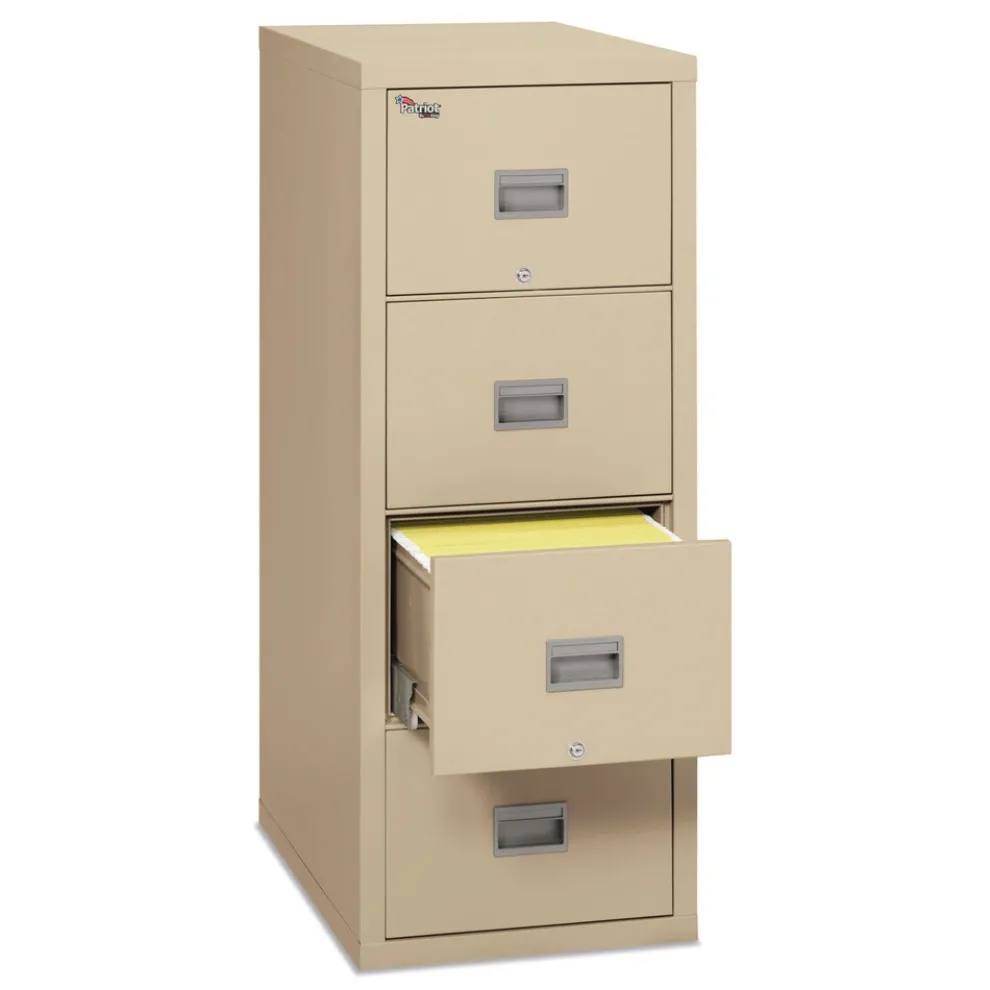 FireKing Patriot 4 Letter-Size File Drawers 1-Hour Fire Protection 17.75 in. x 31.63 in. x 52.75 in. Insulated Fire File - Parchment