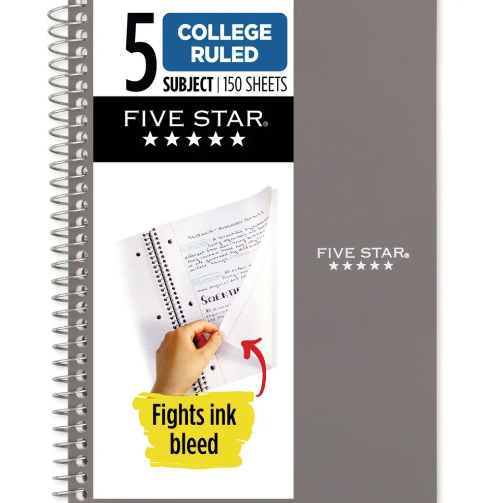 Five Star 9.5 x 7.25 Sheets (150) Medium/College Rule Wirebound Notebook - Randomly Assorted Cover Color