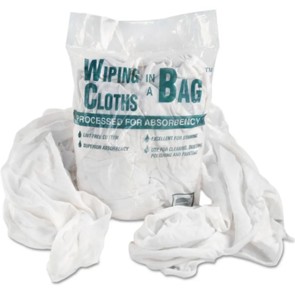 General Supply 1 lbs. Bag-A-Rags Reusable Cotton Wiping Cloths - White (1/Pack)