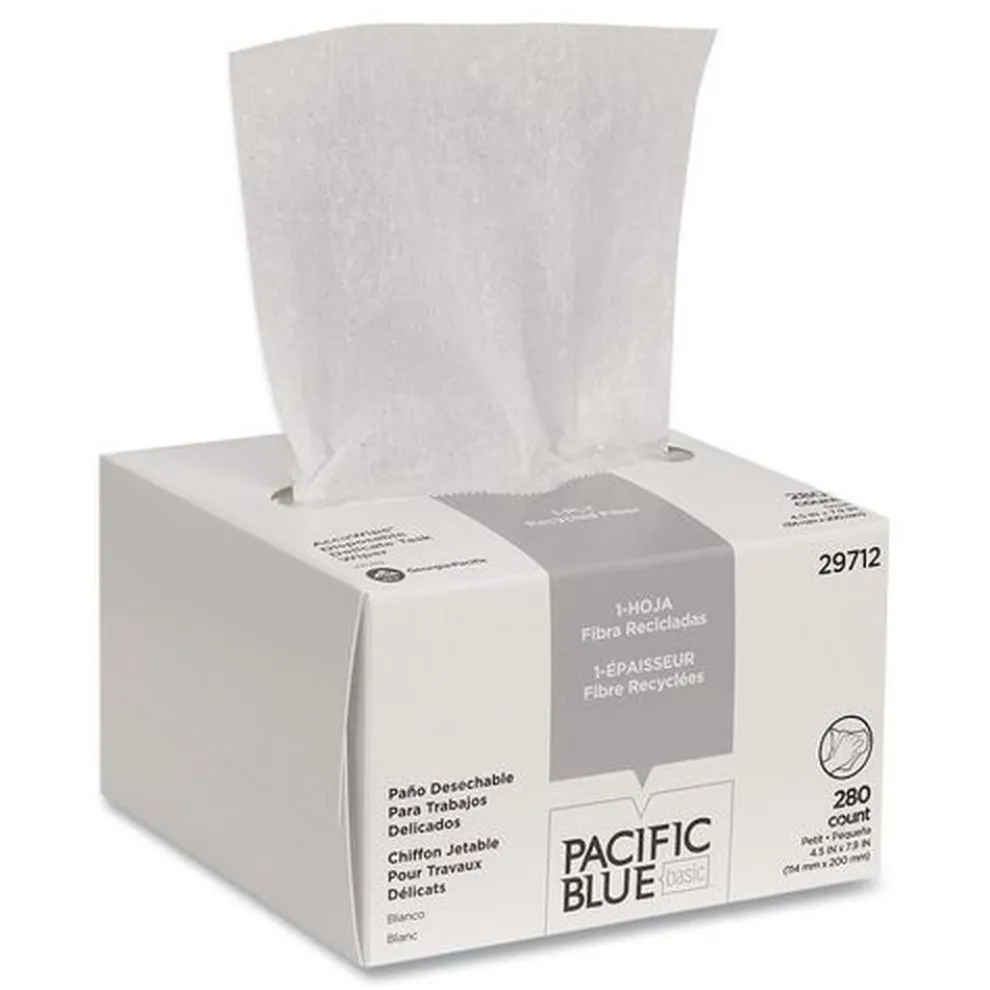 Georgia Pacific Professional AccuWipe 4.5 in. x 8.25 in. 1-Ply Recycled Delicate Task Wipers - Unscented, White (60/Carton)