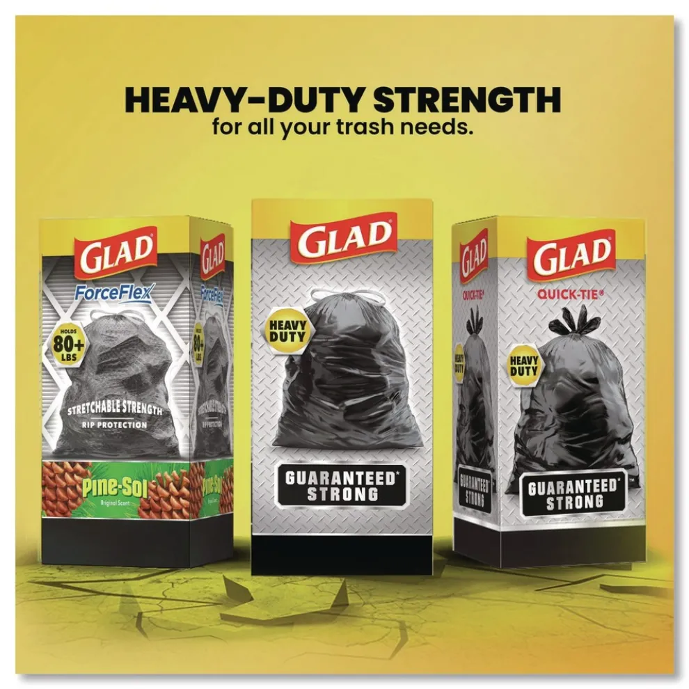 Glad 30 in. x 33 in. 1.05 mil 30 Gallon Three-Ply Drawstring Trash Bags - Black/Large (28/Box)