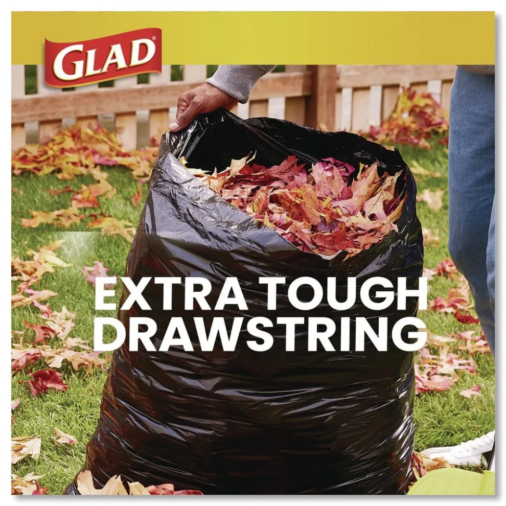 Glad 30 in. x 33 in. 1.05 mil 30 Gallon Three-Ply Drawstring Trash Bags - Black/Large (28/Box)