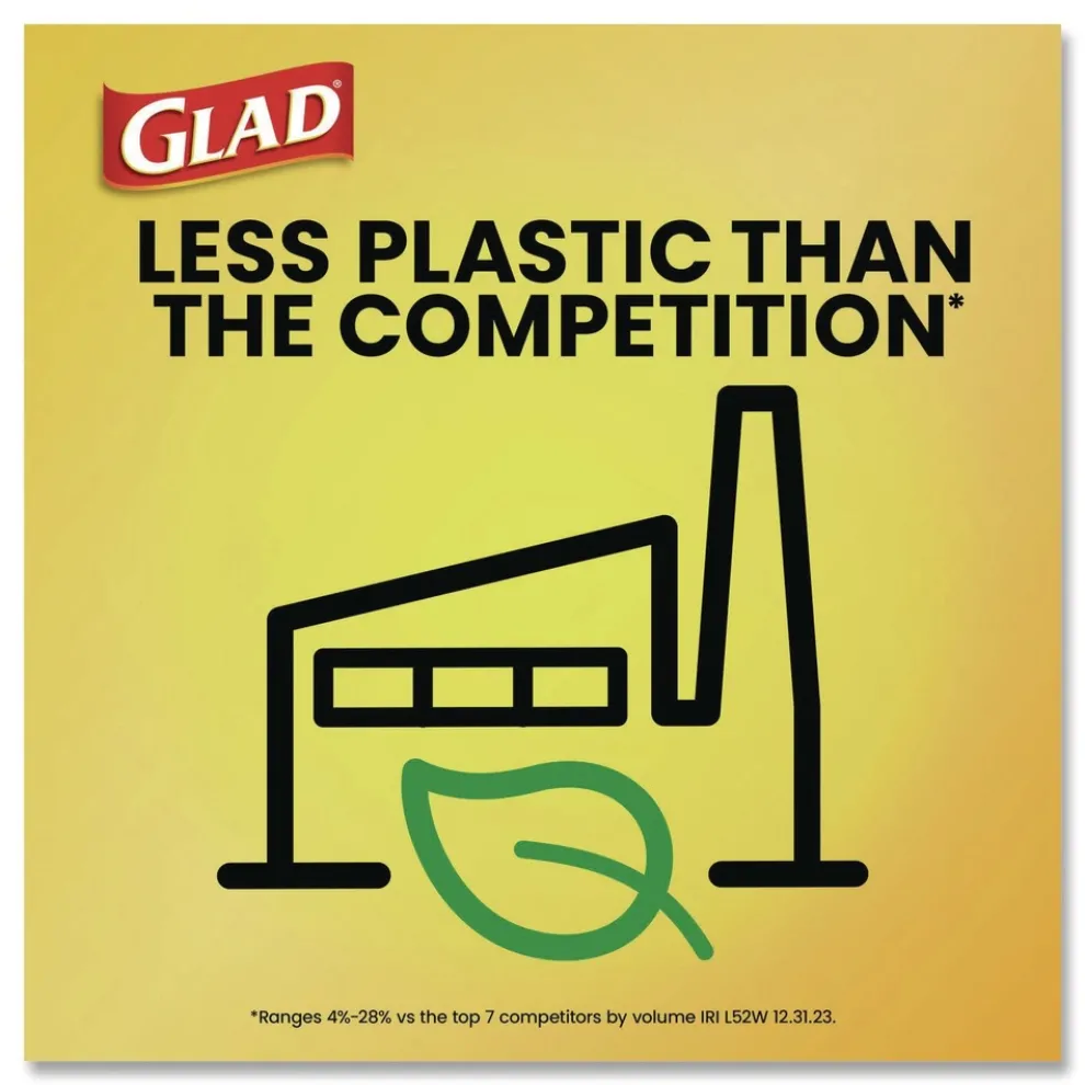 Glad 30 in. x 33 in. 1.05 mil 30 Gallon Three-Ply Drawstring Trash Bags - Black/Large (28/Box)