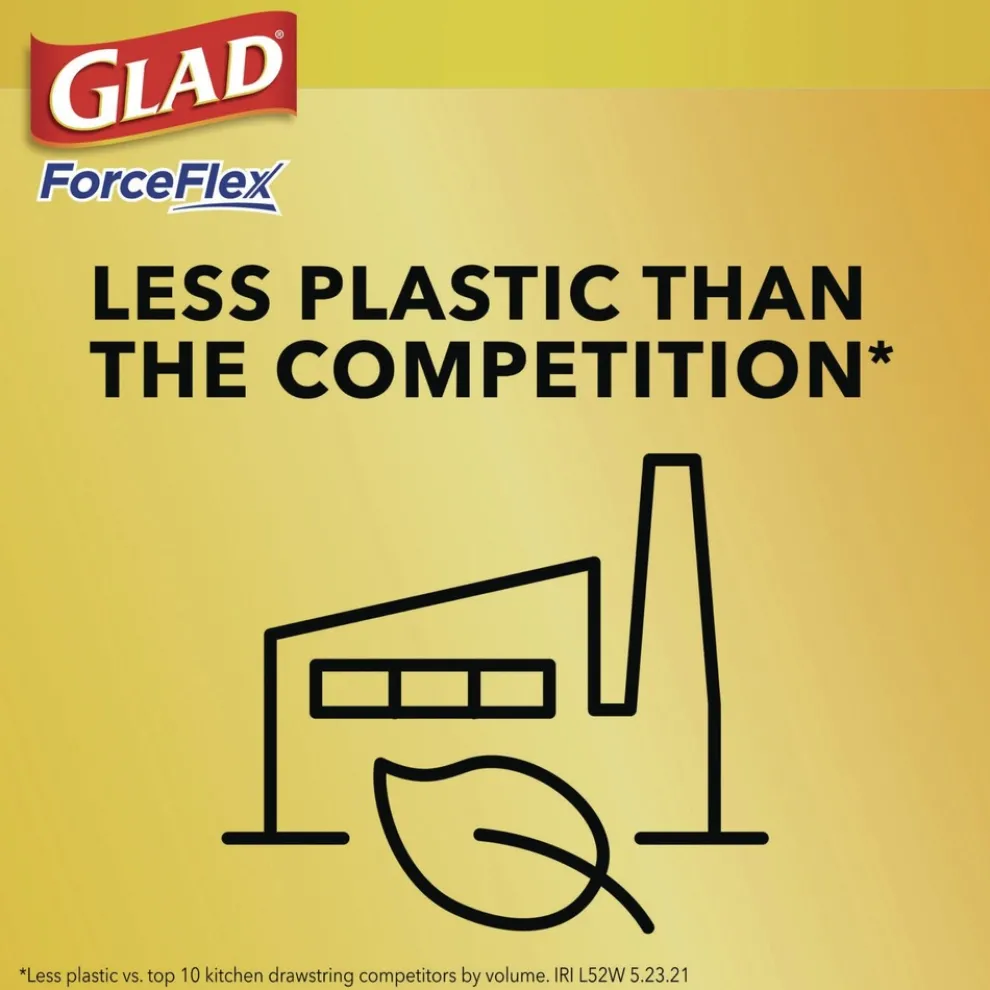 Glad ForceFlex 24 in. x 27.38 in. 13 Gallon Kitchen Drawstring Trash Bags - Gain Lavender Scent/White (240/Carton)