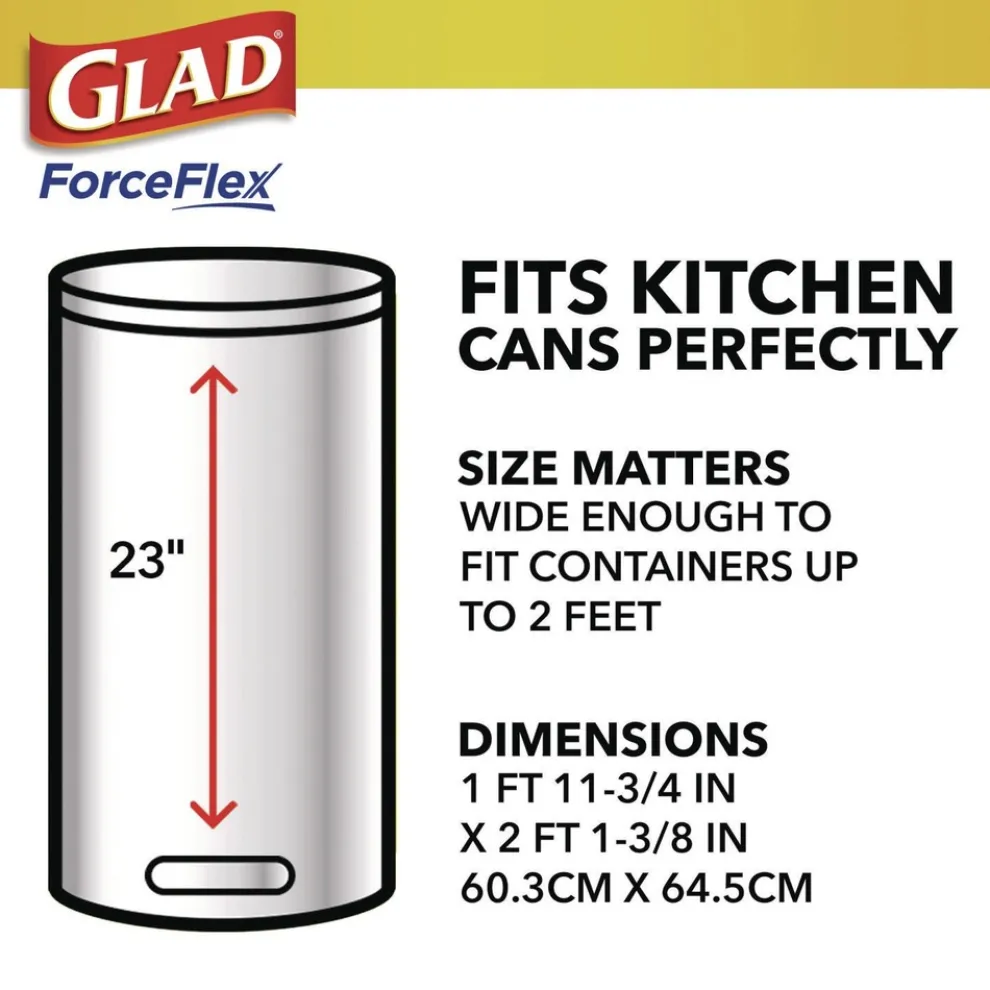 Glad ForceFlex 24 in. x 27.38 in. 13 Gallon Kitchen Drawstring Trash Bags - Gain Lavender Scent/White (240/Carton)