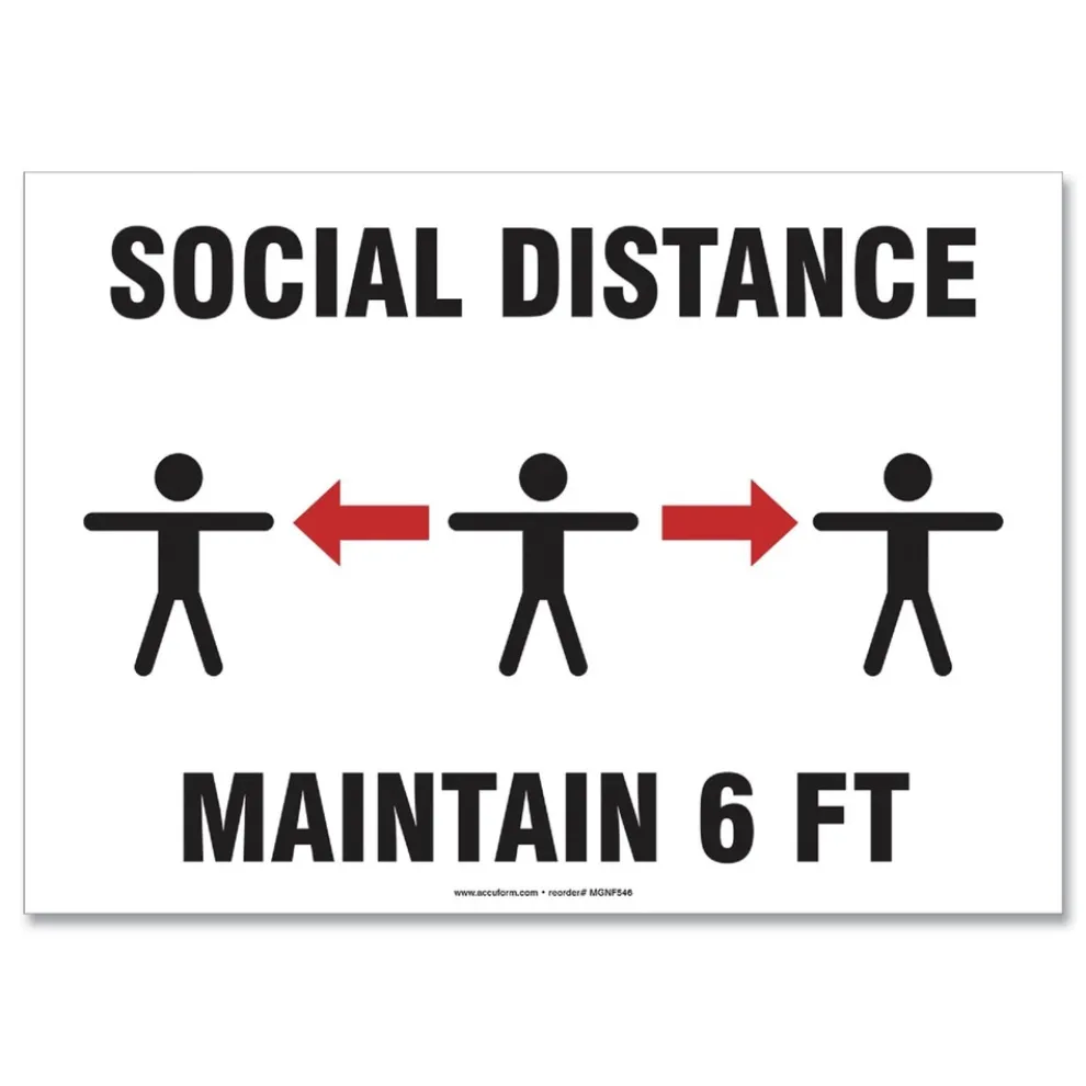 GN1 14 in. x 10 in. Wall 3-Human/Arrows Social Distance Signs - White (10/Pack)