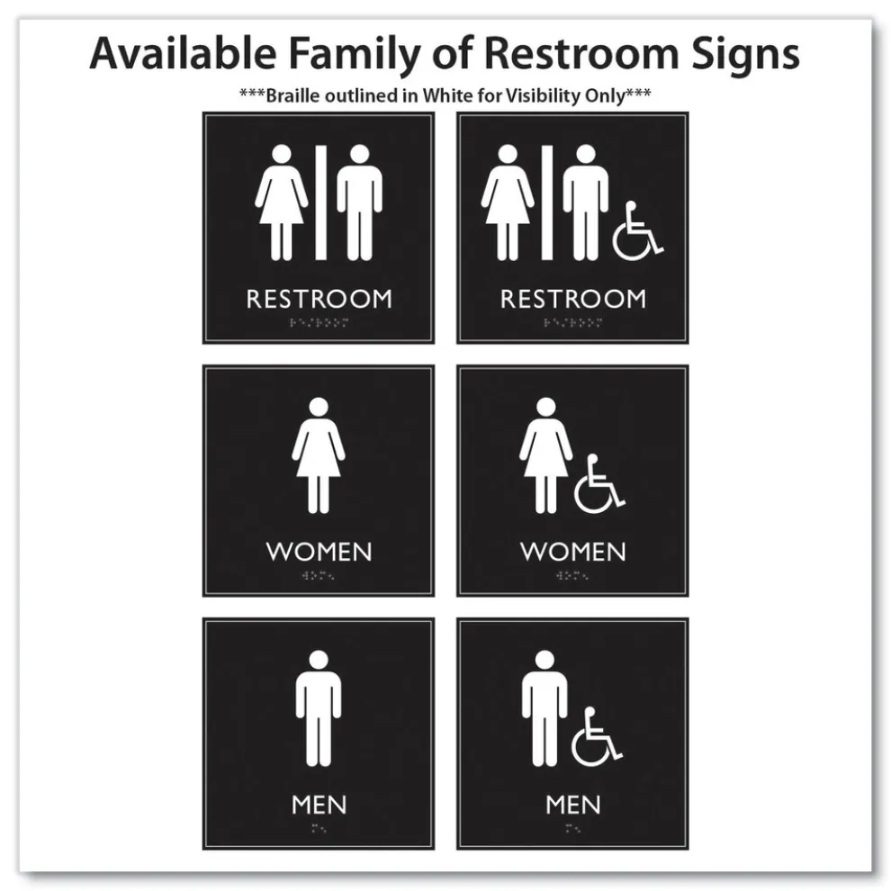 Headline Sign 8 in. x 8 in. Women Accessible Plastic ADA Sign - Clear/White