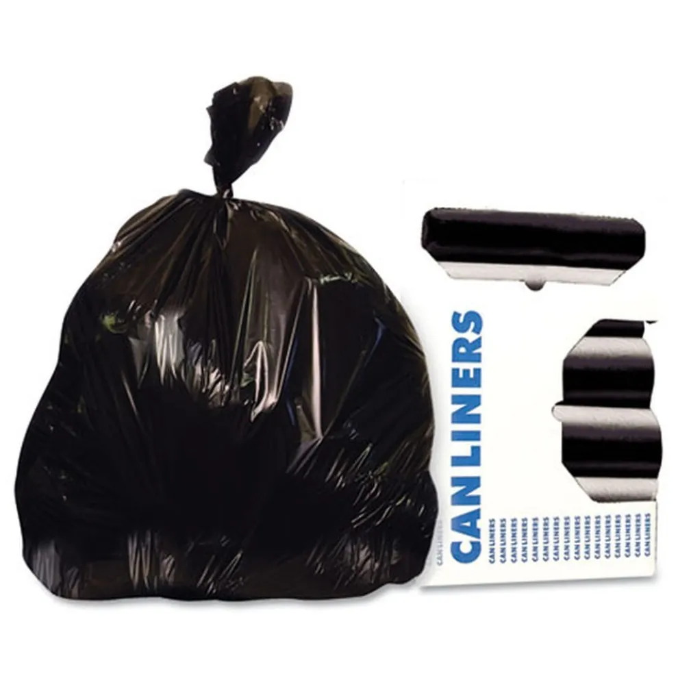 Heritage X8046AK 40 in. x 46 in. 45 Gallon 1.5 mil Reprocessed Resin Can Liners - Black (100/Carton)