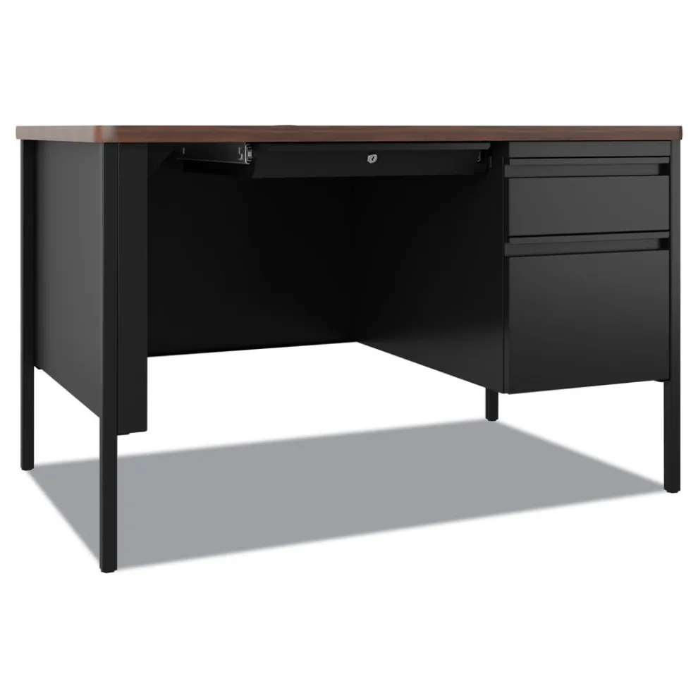 Hirsh Industries 48 in. x 30 in. x 29.5 in. One Right-Hand Pedestal: Box/File Drawers Teachers Pedestal Desks - Walnut/Black