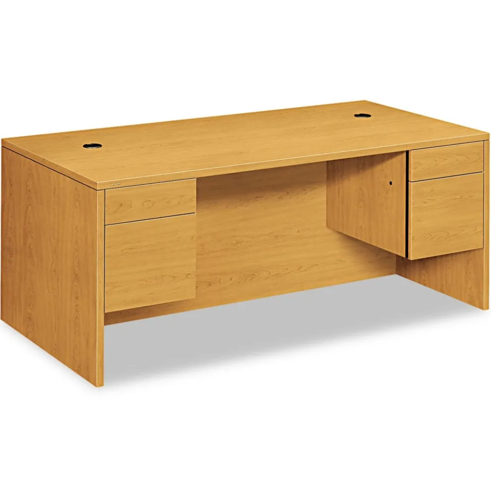 HON 10500 Series 72 in. x 36 in. x 29.5 in. Double 3/4-Height Left and Right Box/File Pedestal Desk - Harvest