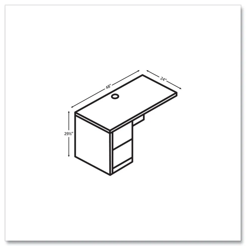 HON 10500 Series Full-Height Right Pedestal 48 in. x 24 in. x 29.5 in. Return - Kingswood Walnut