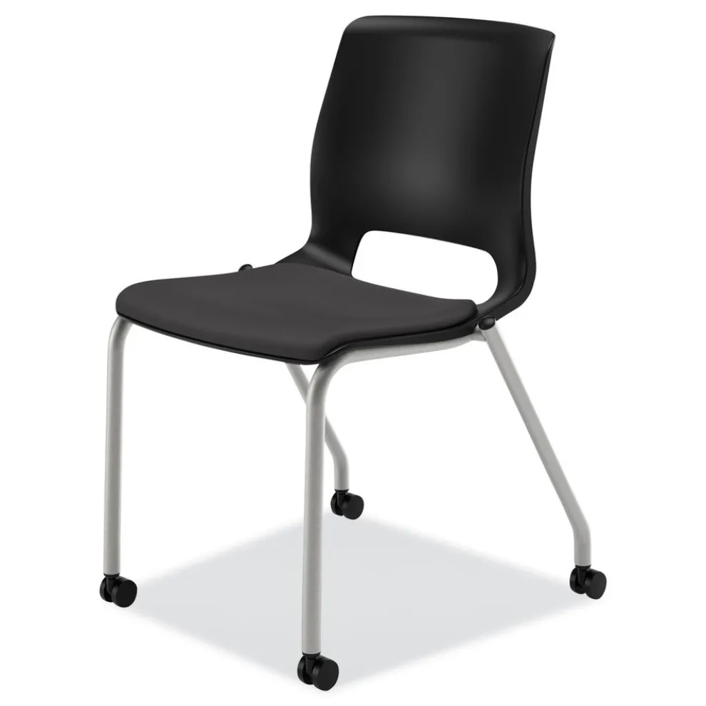 HON Motivate 300 lbs. Capacity Four-Leg Stacking Chair - Onyx/Black/Platinum (2-Piece/Carton)