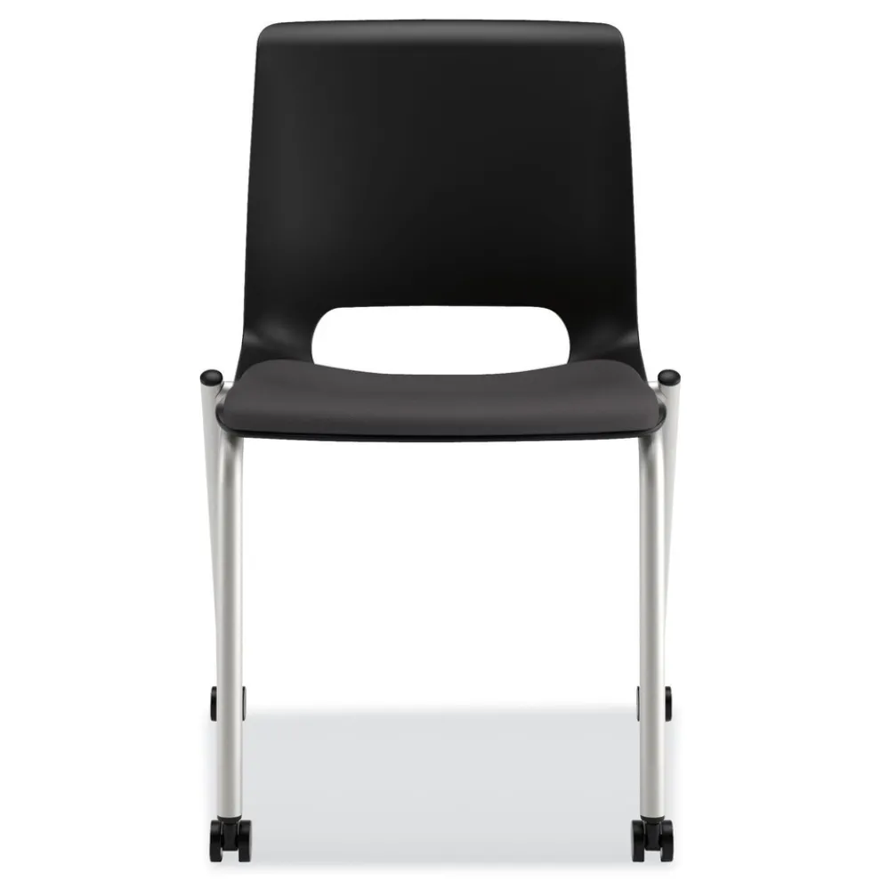 HON Motivate 300 lbs. Capacity Four-Leg Stacking Chair - Onyx/Black/Platinum (2-Piece/Carton)