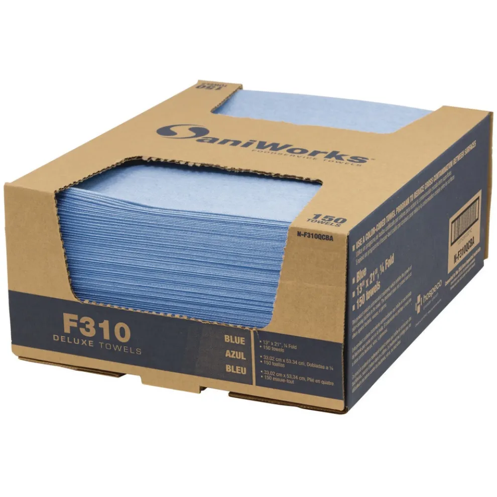 HOSPECO 13 in. x 21 in. 1-Ply Deluxe Foodservice Wiper - Blue (150/Carton)