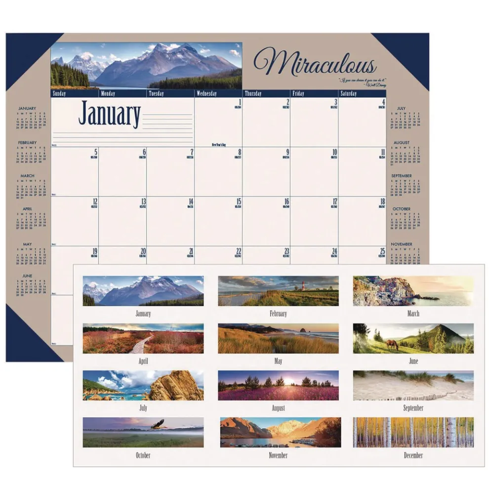 House of Doolittle Earthscapes 22 in. x 17 in. 12-Month (Jan-Dec) 2026 Recycled Monthly Desk Pad Calendar - Motivational Photos