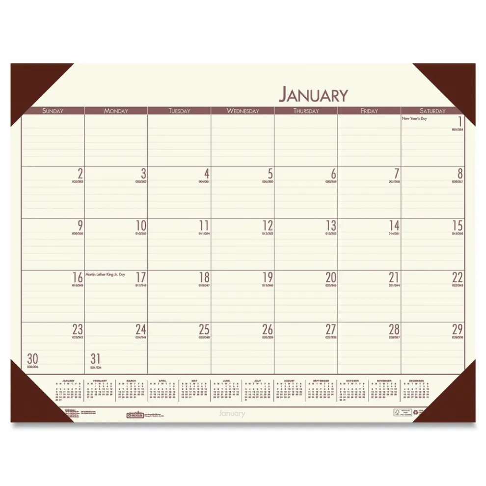 House of Doolittle EcoTones 22 in. x 17 in. 12-Month (Jan-Dec) 2026 Recycled Monthly Desk Pad Calendar - Cream/Brown