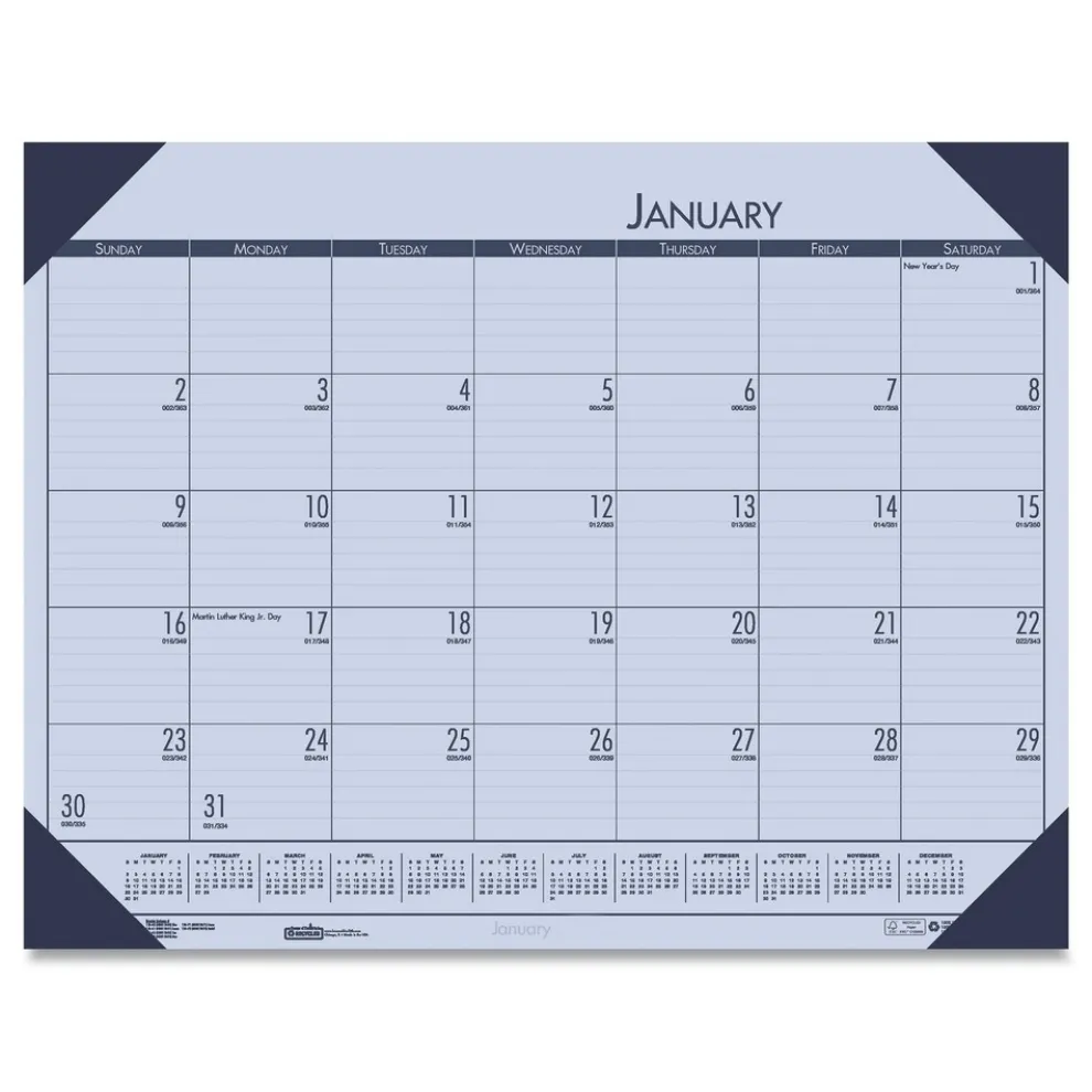 House of Doolittle EcoTones 22 in. x 17 in. 12-Month (Jan to Dec) 2026 Recycled Monthly Desk Pad Calendar - Sunset Orchid/Cordovan