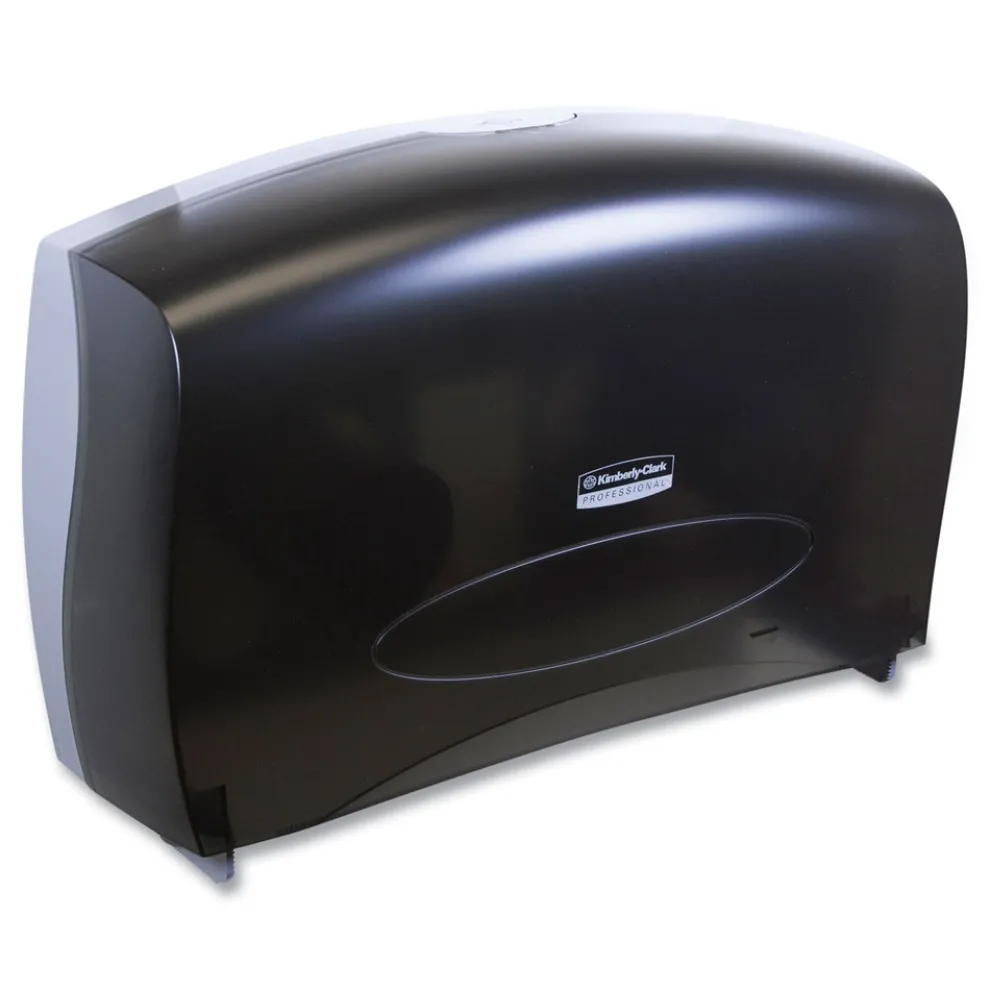 Kimberly-Clark Professional 20.4 in. x 5.8 in. x 13.1 in. Cored JRT Jumbo Combo Tissue Dispenser - Smoke/Gray