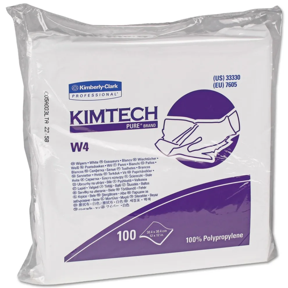 Kimtech W4 12 in. x 12 in. Flat Double Bag Critical Task Wipers - Unscented, White (100/Bag, 5 Bags/Carton)
