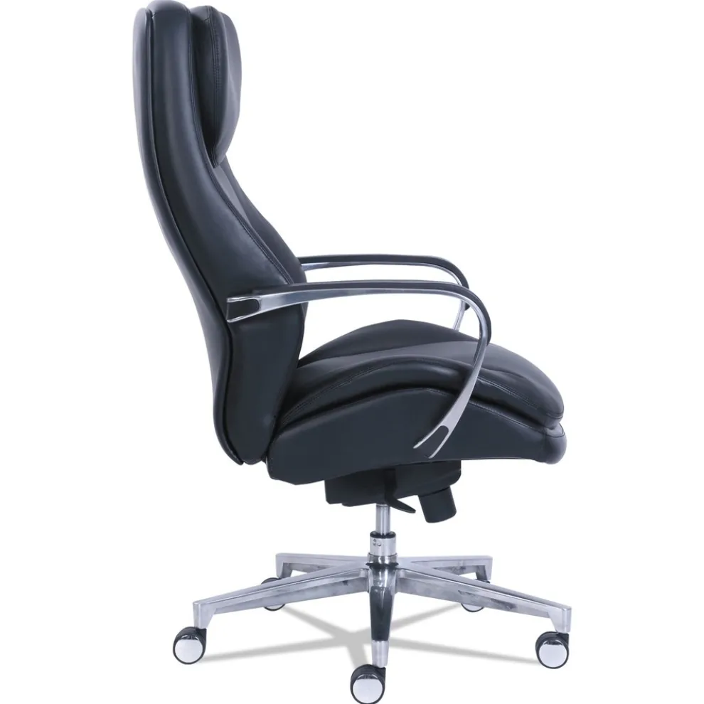 La-Z-Boy Commercial 2000 High-Back Executive Chair, Supports Up To 300 Lb, 20.25-in To 23.25-in Seat Height, Black Seat/back, Silver Base