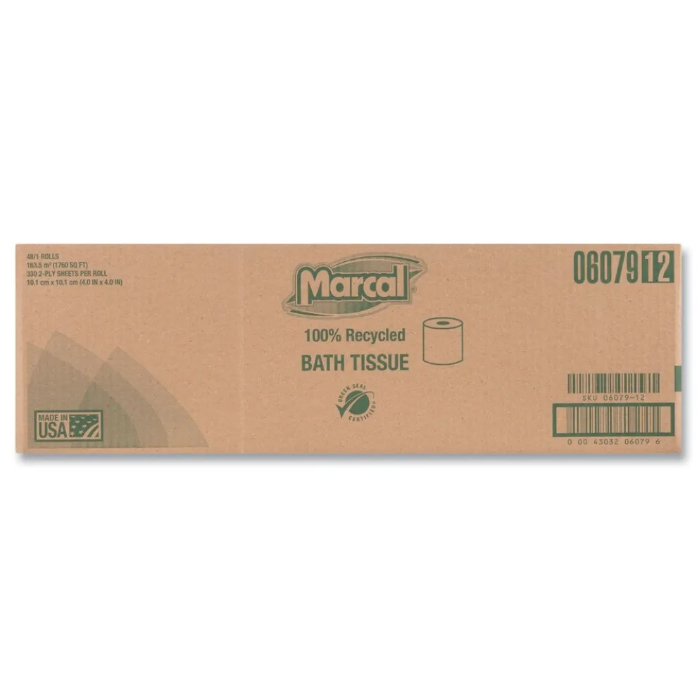 Marcal 2 Ply 100% Recycled Septic Safe Bath Tissues - White (48/Carton)