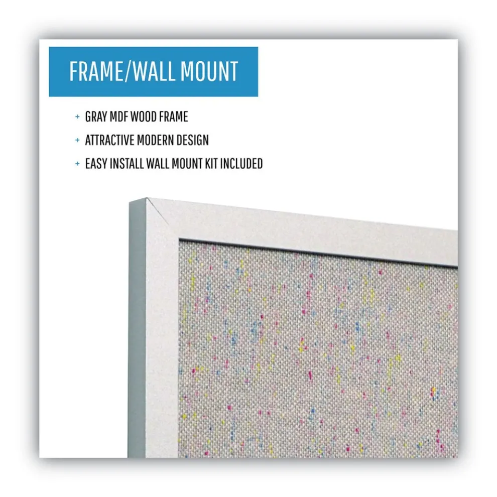 MasterVision 24 in. x 18 in. Designer Fabric Bulletin Board - Gray Fabric/Gray Frame